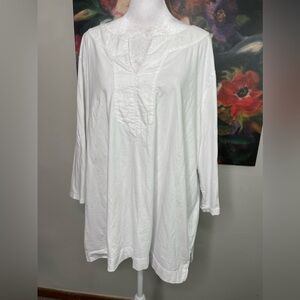 Lauren Ralph Lauren Black Label Pure Cotton White Mix Media Top Sz 3X